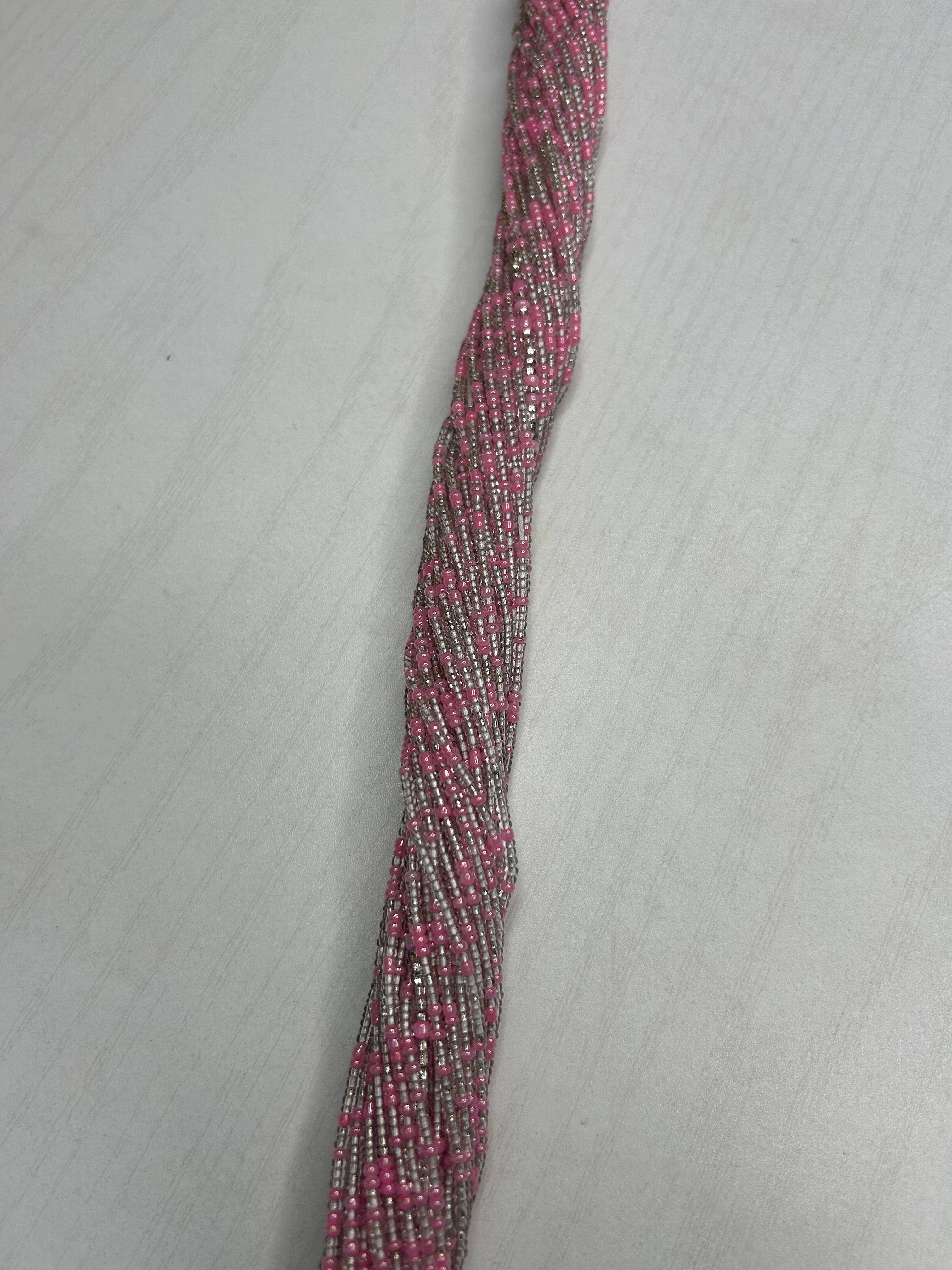 Pink and Clear Thin Waistbeads