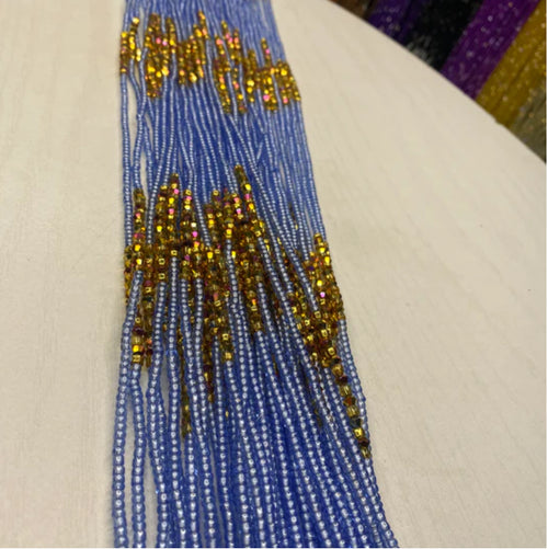 Blue & Gold Thin Waistbead