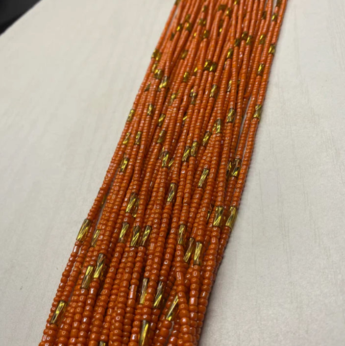 Orange and Gold Thin Waistbead