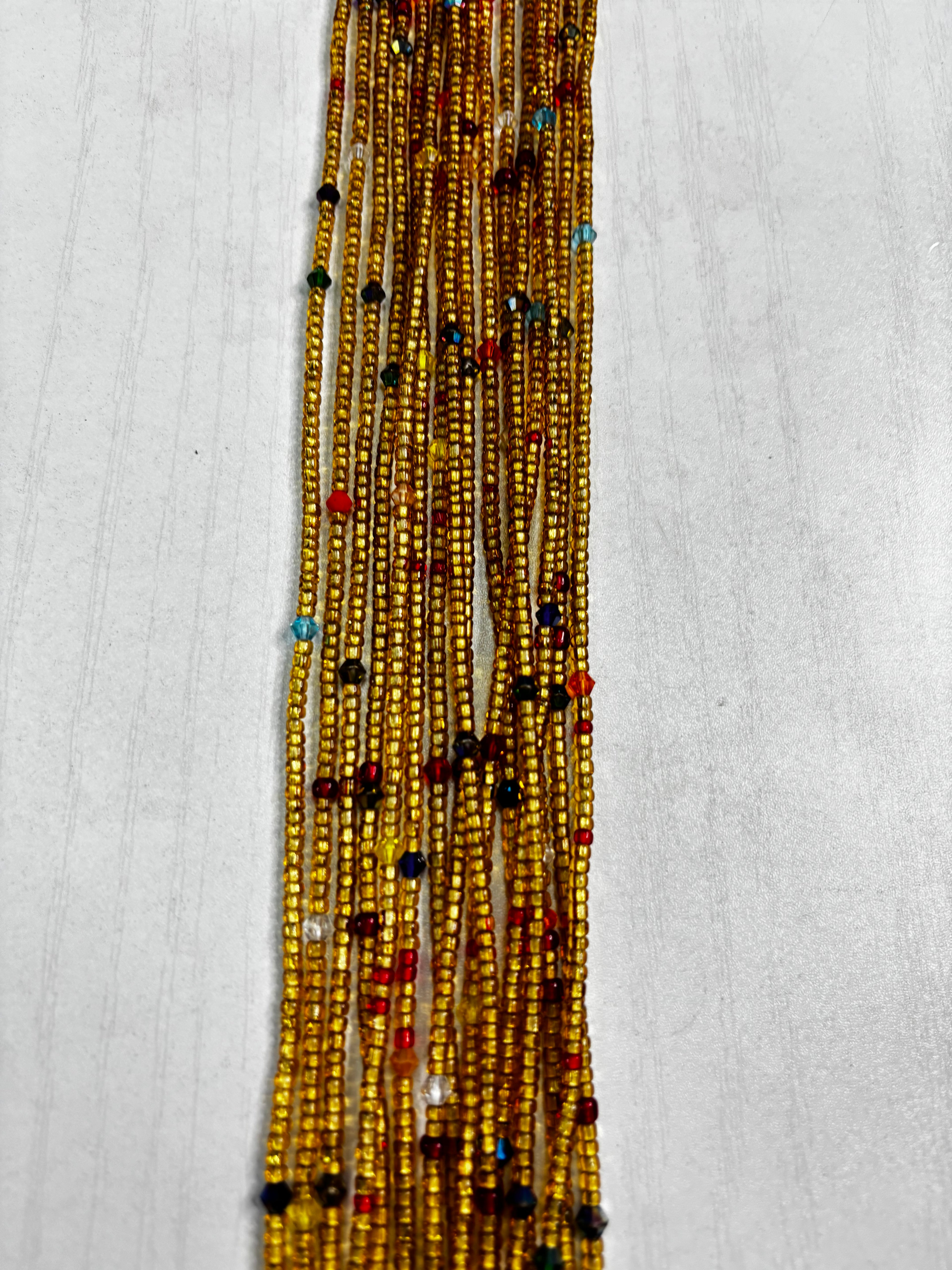 Gold with multicolor spacer Waistbead