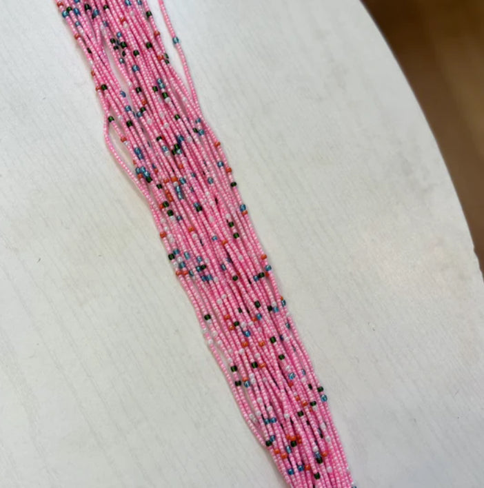 Pink Multicolored Thin Waistbeads